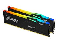 Kingston FURY Beast RGB - DDR5 - sett - 64 GB: 2 x 32 GB - DIMM 288-pin - 5600 MT/s / PC5-44800 - CL40 - 1.25 V - ikke-bufret - on-die ECC KF556C40BBAK2-64