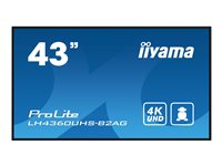 iiyama ProLite LH4360UHS-B2AG - 43" Diagonalklasse (42.5" synlig) LED-bakgrunnsbelyst LCD-skjerm - intelligent skilting - med innebygd SoC-mediespiller - Android - 4K UHD (2160p) 3840 x 2160 - Edge LED - svart LH4360UHS-B2AG