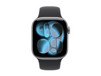 Apple Watch Series 11 (GPS + Cellular) - 42 mm - space gray aluminum - smartklokke med sportsbånd - fluorelastomer - svart - båndbredde: M/L - 64 GB - LTE, Wi-Fi 4, UWB, Bluetooth - 5G - 29.7 g MF8C4QN/A