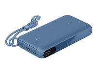 Belkin BoostCharge - Strømbank - med skjerm - 20000 mAh - 20 watt - PD - 3 utgangskontakter (2 x USB-C, USB) - på kabel: USB-C - blå BPB028HQBL