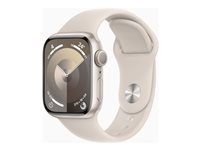 Apple Watch Series 9 (GPS) - 41 mm - stjernelysaluminium - smartklokke med sportsbånd - fluorelastomer - stjernelys - båndbredde: S/M - 64 GB - Wi-Fi, Bluetooth, UWB - 31.9 g MR8T3DH/A