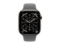Apple Watch Series 11 (GPS + Cellular) - 46 mm - naturlig titan - smartklokke med sportsbånd - fluorelastomer - steingrå - båndbredde: M/L - 64 GB - LTE, Wi-Fi 4, UWB, Bluetooth - 5G - 43.1 g MFCX4QN/A