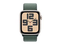 Apple Watch SE (GPS + Cellular) - 2. generasjon - 44 mm - stjernelysaluminium - smartklokke med sportssløyfe - myk dobbeltlagsnylon - innsjø grønn - håndleddstørrelse: 130-200 mm - 32 GB - LTE, Wi-Fi 4, Bluetooth - 4G - 33 g MXGV3QN/A