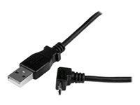 StarTech.com 1m Micro USB Cable Cord - A to Up Angle Micro B - Up Angled Micro USB Cable - 1x USB A (M), 1x USB Micro B (M) - Black (USBAUB1MU) - USB-kabel - Micro-USB type B (hann) til USB (hann) - USB 2.0 - 1 m - formstøpt, 90° kontakt - svart USBAUB1MU
