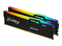 Kingston FURY Beast RGB - DDR5 - sett - 32 GB: 2 x 16 GB - DIMM 288-pin - 5200 MT/s / PC5-41600 - CL36 - 1.25 V - ikke-bufret - on-die ECC - svart KF552C36BBEAK2-32