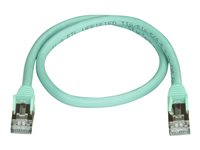 StarTech.com 50cm CAT6A Ethernet Cable, 10 Gigabit Shielded Snagless RJ45 100W PoE Patch Cord, CAT 6A 10GbE STP Network Cable w/Strain Relief, Aqua, Fluke Tested/UL Certified Wiring/TIA - Category 6A - 26AWG (6ASPAT50CMAQ) - Koblingskabel - RJ-45 (hann) til RJ-45 (hann) - 50 cm - STP - CAT 6a - uten hindringer - akvamarin 6ASPAT50CMAQ