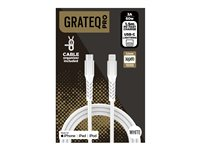 GRATEQ PRO - Lightning-kabel - 24 pin USB-C hann til Lightning hann - 1.5 m - hvit - USB Power Delivery (60W), flettet kabel 86040GC