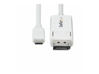 StarTech.com 6.6ft (2m) USB C to DisplayPort 1.2 Cable, Bidirectional - DisplayPort-kabel - 24 pin USB-C (hann) til DisplayPort (hann) - Displayport 1.2/Thunderbolt - 1.9 m - aktiv, toretnings, 4K 60Hz støtte - hvit CDP2DP2MBW