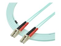 StarTech.com 3m Fiber Optic Cable - 10 Gb Aqua - Multimode Duplex 50/125 - LSZH - LC/LC - OM3 - LC to LC Fiber Patch Cable - Koblingskabel - LC multimodus (hann) til LC multimodus (hann) - 3 m - 3 m - fiberoptisk - dupleks - 50 / 125 mikroner - OM3 - halogenfri - akvamarin - for P/N: J9152AST, MASFP10GBSR, SFP10GBLRMST, SFP10GBSRST, SFP10GSRSST, SFP10GSRXST A50FBLCLC3