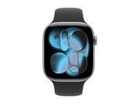 Apple Watch Series 11 (GPS + Cellular) - 46 mm - space gray aluminum - smartklokke med sportsbånd - fluorelastomer - svart - båndbredde: M/L - 64 GB - LTE, Wi-Fi 4, UWB, Bluetooth - 5G - 36.9 g MFCA4QN/A