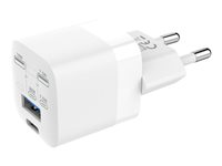 Vision - Strømadapter - 30 watt - 3 A - QC 3.0 - 2 utgangskontakter (24 pin USB-C, USB) - hvit - Europa TC-PUSBEU/30