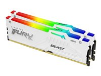 Kingston FURY Beast RGB - DDR5 - sett - 32 GB: 2 x 16 GB - DIMM 288-pin - 6400 MHz / PC5-51200 - CL32 - 1.4 V - ikke-bufret - on-die ECC - hvit KF564C32BWEAK2-32