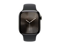 Apple Watch Series 10 (GPS + Cellular) - 42 mm - skifer titan - smartklokke med sportsbånd - fluorelastomer - svart - båndbredde: S/M - 64 GB - LTE, Wi-Fi 4, UWB, Bluetooth - 4G - 34.4 g MWXG3QN/A