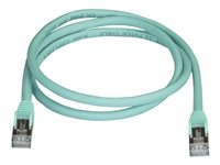 StarTech.com 1m CAT6A Ethernet Cable, 10 Gigabit Shielded Snagless RJ45 100W PoE Patch Cord, CAT 6A 10GbE STP Network Cable w/Strain Relief, Aqua, Fluke Tested/UL Certified Wiring/TIA - Category 6A - 26AWG (6ASPAT1MAQ) - Koblingskabel - RJ-45 (hann) til RJ-45 (hann) - 1 m - STP - CAT 6a - formstøpt, uten hindringer - akvamarin 6ASPAT1MAQ