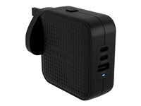 Targus HyperJuice - Strømadapter - GaN - 70 watt - QC 3.0, Power Delivery 3.0 + PPS - 3 utgangskontakter (USB, 2 x USB-C) - svart HJ1003BKWWGL
