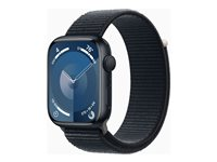 Apple Watch Series 9 (GPS) - 45 mm - midnattsaluminium - smartklokke med sportssløyfe - myk dobbeltlagsnylon - midnatt - 64 GB - Wi-Fi, Bluetooth, UWB - 38.7 g MR9C3DH/A