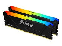 Kingston FURY Beast RGB - DDR4 - sett - 32 GB: 2 x 16 GB - DIMM 288-pin - 3600 MT/s / PC4-28800 - CL18 - 1.35 V - ikke-bufret - ikke-ECC - svart KF436C18BB2AK2/32