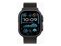 Apple Watch Ultra 2 - 49 mm - svart titan - smartklokke med fint strikket løkke - båndbredde: L - 64 GB - LTE, Wi-Fi 4, UWB, Bluetooth - 4G - 61.8 g MX5V3DH/A