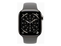 Apple Watch Series 11 (GPS + Cellular) - 42 mm - naturlig titan - smartklokke med sportsbånd - fluorelastomer - steingrå - båndbredde: M/L - 64 GB - LTE, Wi-Fi 4, UWB, Bluetooth - 5G - 34.6 g MF8N4QN/A