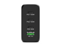 PORT Connect - Strømadapter - GaN - 130 watt - 5 A - PD, QC 3.0 - 4 utgangskontakter (USB-type A, 3 x USB-C) - på kabel: USB-C - Europa 902107EU