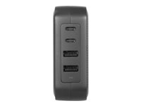 Targus - Strømadapter - GaN - 100 watt - PD - 4 utgangskontakter (2 x USB-C, 2 x 9-stifts USB-type A) - svart APA109GL