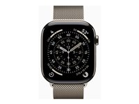 Apple Watch Series 11 (GPS + Cellular) - 46 mm - naturlig titan - smartklokke med fint strikket løkke - nett av rustfritt stål - naturlig - båndbredde: S/M - 64 GB - Bluetooth, LTE, Wi-Fi 4, UWB - 5G - 43.1 g MFCY4QN/A