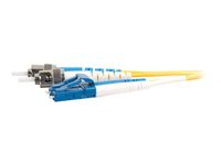 C2G LC-ST 9/125 OS1 Duplex Singlemode PVC Fiber Optic Cable (LSZH) - Koblingskabel - ST-enkeltmodus (hann) til LC-enkeltmodus (hann) - 3 m - 3 m - fiberoptisk - dupleks - 9 / 125 micron - OS1 - halogenfri - gul 85597