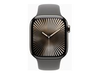 Apple Watch Series 10 (GPS + Cellular) - 42 mm - naturlig titan - smartklokke med sportsbånd - fluorelastomer - steingrå - båndbredde: S/M - 64 GB - LTE, Wi-Fi 4, UWB, Bluetooth - 4G - 34.4 g MWXD3QN/A