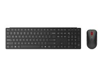 Lenovo Pro Combo 6000 - Tastatur- og mussett - trådløs - 2.4 GHz, Bluetooth 5.3 - QWERTY - Nordisk - eklipsesvart - brun boks 4X31S04854