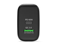 PORT Connect - Strømadapter - GaN - 65 watt - 3.25 A - PD, QC 3.0 - 2 utgangskontakter (USB-type A, 24 pin USB-C) - Europa 902104EU