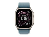 Apple Watch Ultra 3 - 49 mm - naturlig titan - Ja smartklokke med Alpine Loop - tekstil - lys blå - båndbredde: L - 64 GB - LTE, NFC, Wi-Fi 4, UWB, Bluetooth - 5G - 61.6 g MEWP4DH/A