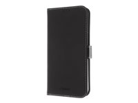 Insmat Exclusive - Lommebok for mobiltelefon - lær, kartong+papir+aluminiumsfolie, polykarbonat (PC) - svart - for Apple iPhone 15 Pro Max 650-3187