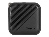 Targus - Strømadapter - GaN - 65 watt - PD - 2 utgangskontakter (24 pin USB-C, USB-type A) - svart APA803GL