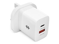 HyperJuice - Strømadapter - 3.1 A - PD - 2 utgangskontakter (USB, 24 pin USB-C) - hvit - Storbritannia HJ205UK