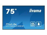 iiyama ProLite LH7565UHSB-B1 - 75" Diagonalklasse (74.5" synlig) LED-bakgrunnsbelyst LCD-skjerm - intelligent skilting - Android - 4K UHD (2160p) 3840 x 2160 - svart LH7565UHSB-B1