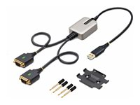 StarTech.com 2ft (60cm) 2-Port USB to Serial Adapter Cable, Interchangeable DB9 Screws/Nuts, COM Retention, USB-A to DB9 RS232, FTDI, Level-4 ESD Protection, Windows/macOS/ChromeOS/Linux - Rugged TPE Construction (2P1FFC-USB-SERIAL) - USB / seriell-kabel - USB (hann) til DB-9 (hann) - 60 cm - svart 2P1FFC-USB-SERIAL