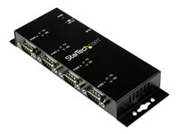 StarTech.com 4 Port USB to Serial RS232 Adapter - Wall Mount - Din Rail - COM Port Retention - FTDI USB to DB9 RS232 Hub (ICUSB2324I) - Seriell adapter - USB 2.0 - RS-232 x 4 - svart ICUSB2324I