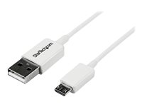 StarTech.com 2m White Micro USB Cable Cord - A to Micro B - Micro USB Charging Data Cable - USB 2.0 - 1x USB A Male, 1x USB Micro B Male (USBPAUB2MW) - USB-kabel - Micro-USB type B (hann) til USB (hann) - USB 2.0 - 2 m - formstøpt - hvit - for P/N: USBEXTPAA1MW, USBEXTPAA2MW, USBEXTPAA3MW, USBPAUB1MW, USBPAUB50CMW USBPAUB2MW