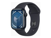Apple Watch Series 9 (GPS) - 41 mm - midnattsaluminium - smartklokke med sportsbånd - fluorelastomer - midnatt - båndbredde: S/M - 64 GB - Wi-Fi, Bluetooth, UWB - 31.9 g MR8W3DH/A
